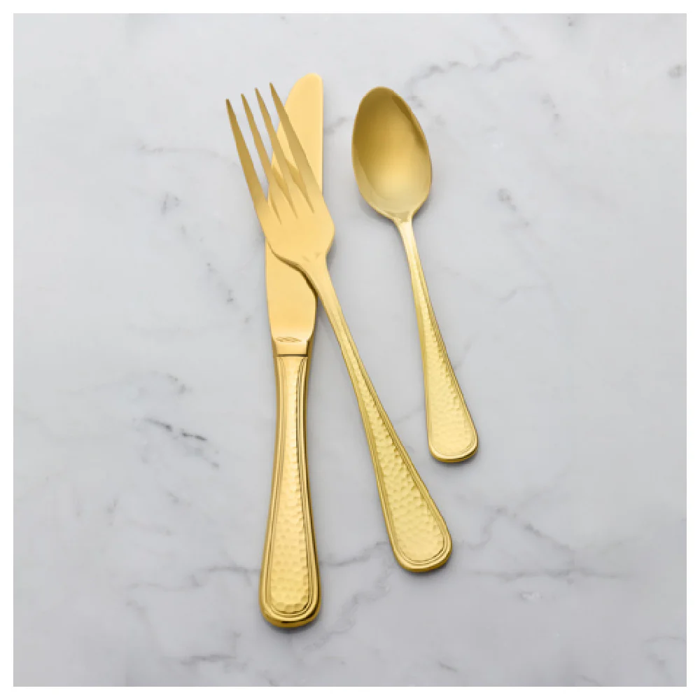 Bon Chef S4706G 8.1 Inch Dinner Fork Euro Hammered Gold PVD 18/10 Stainless Steel Bon Chef S4706G 8.1 Inch Dinner Fork Euro Hammered Gold PVD 18/10 Stainless Steel