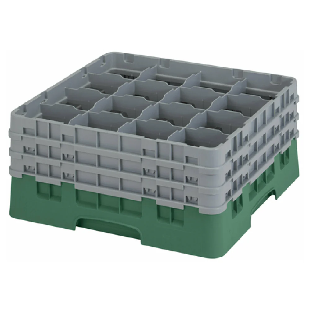 Cambro 16S738119 19 Inch Glass Rack with 3 Soft Gray Extenders Sherwood Green