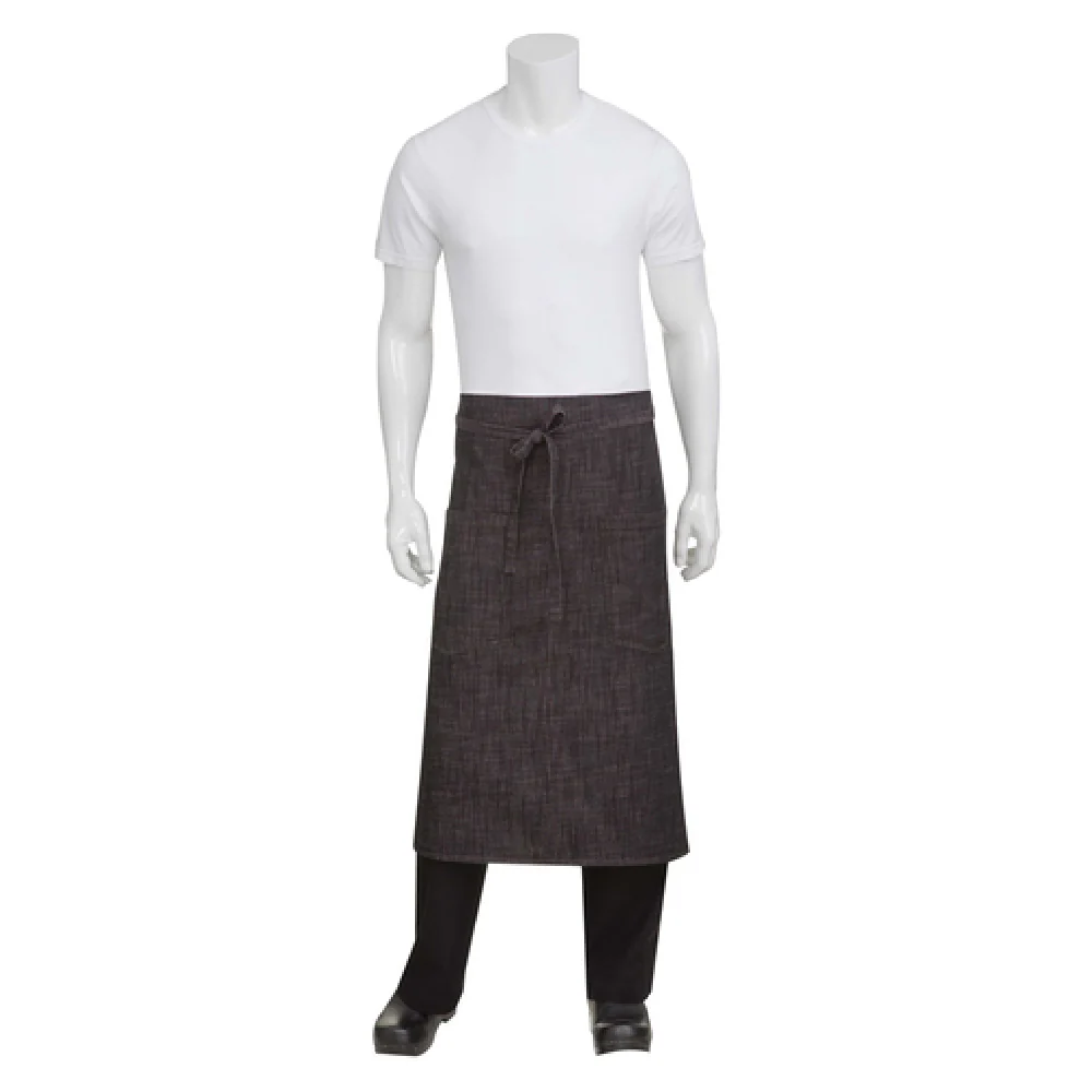 Chef Works ALWXX022BBG0 31 Inch Waist Apron with Grommet Ties Burgundy 100% Cotton Denim