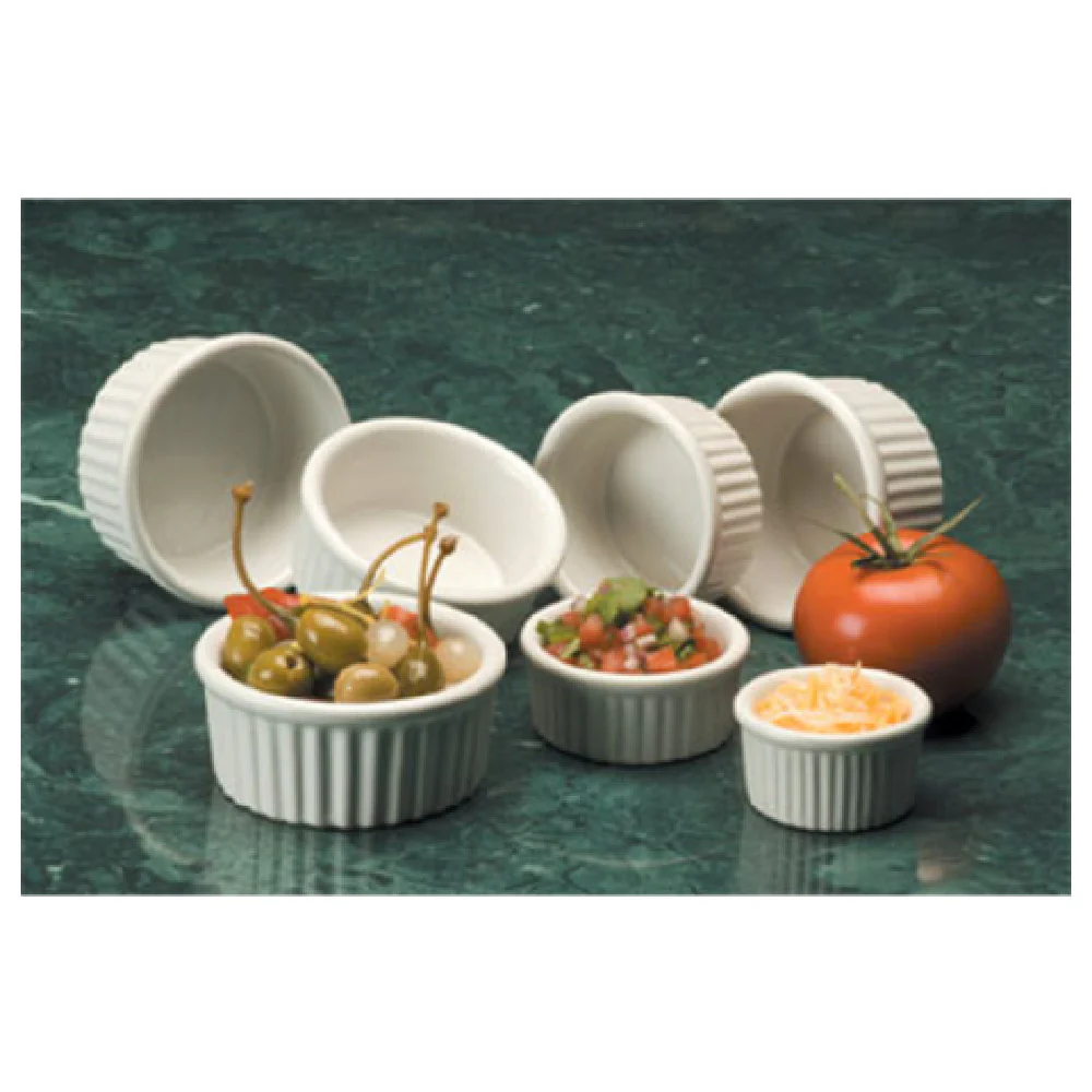 American Metalcraft CRMK3 3 Oz. Ceramekins Ramekin Fluted Ceramic White