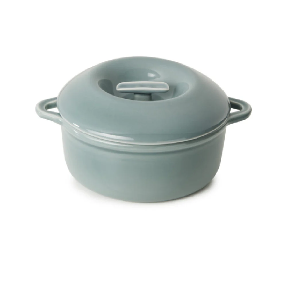 Revol 660131 44 Oz Round Cocotte with Porcelain Lid Cloud Gray Porcelain