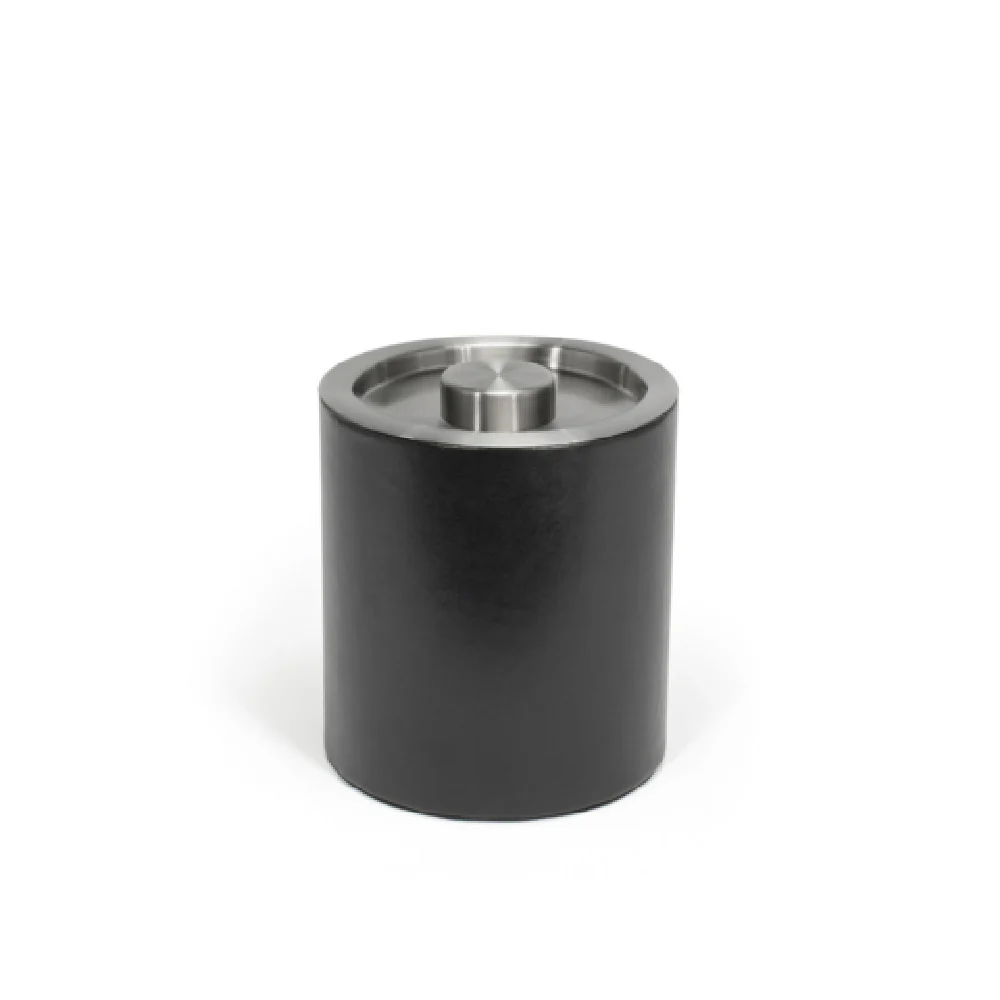 FOH RIB063BKL21 2qt Round London Ice Bucket Black With Brushed Stainless Lid FOH RIB063BKL21 2qt Round London Ice Bucket Black With Brushed Stainless Lid