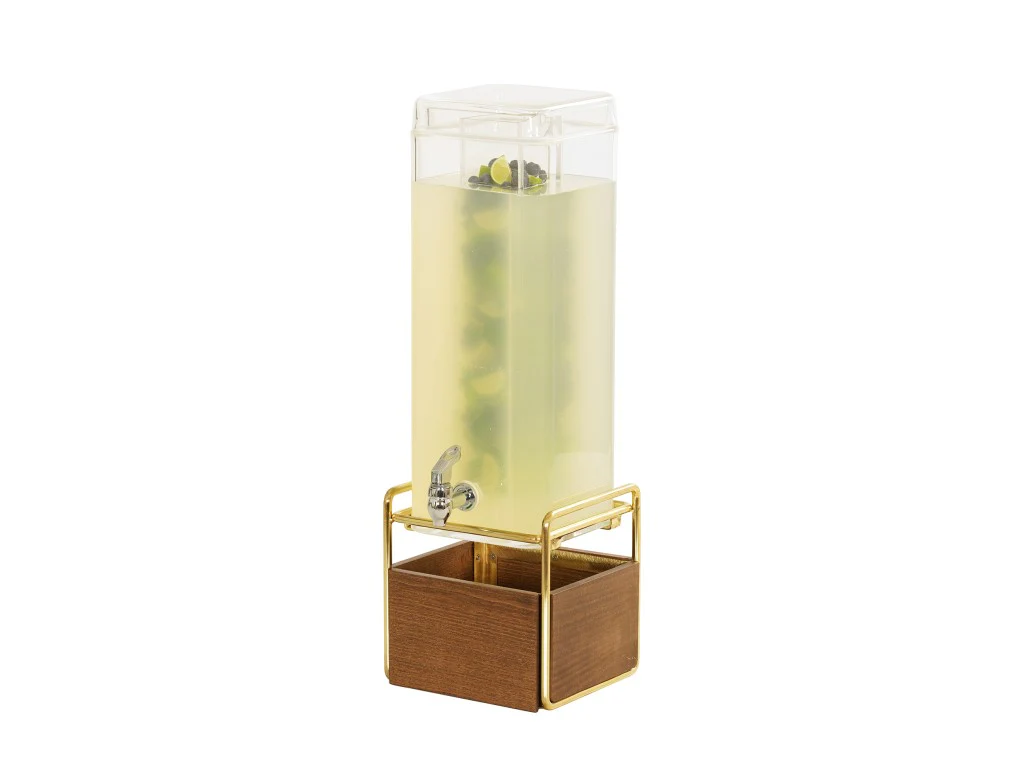 Cal Mil 3703-3INF-46 8-1/4 Inch Mid-Century Beverage Dispenser Walnut Brass Finish with Lid