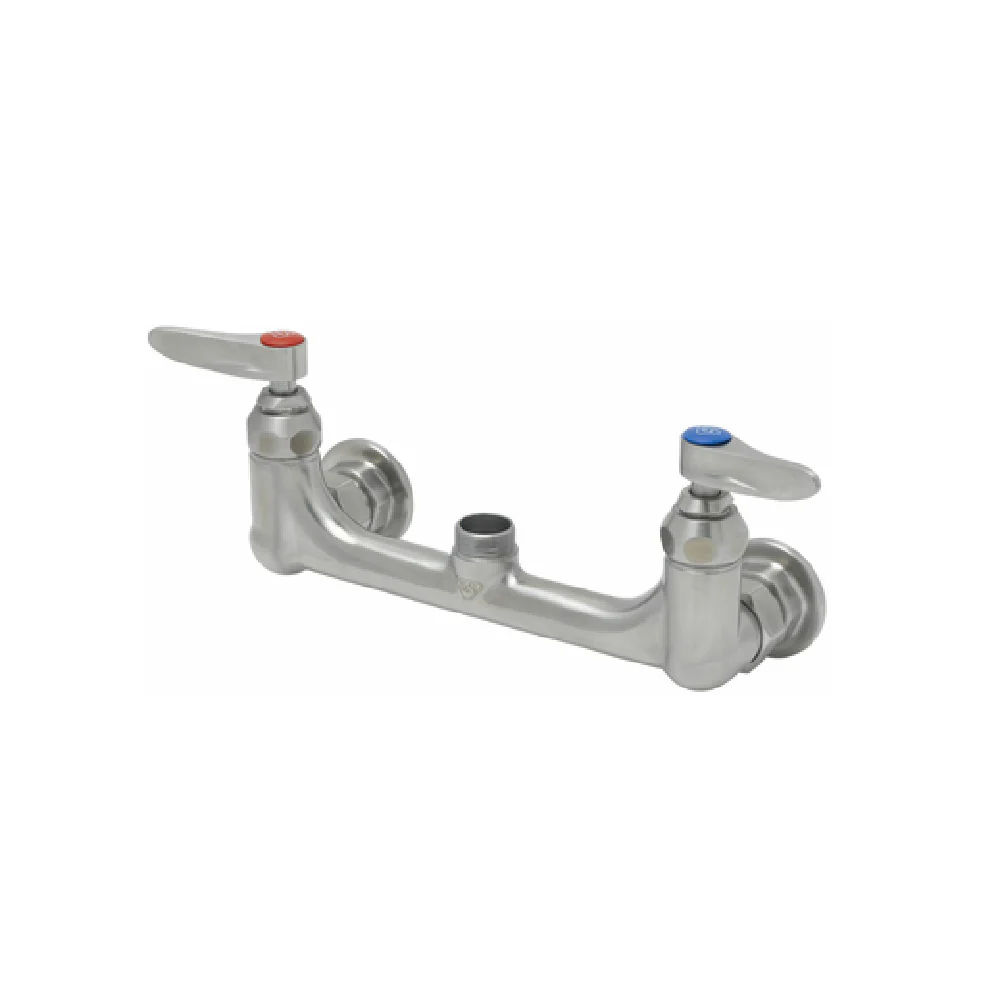 T&S Brass S-0230-LN 8 Inch Wall Mount Mixing Faucet with Swivel Outlet
