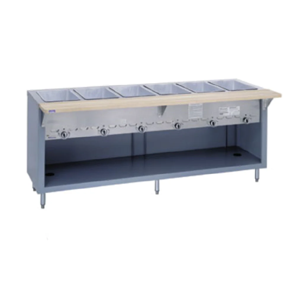 Duke G-6-CBPG_NAT_217125 88 Inch Gas Steamtable Unit with 6 Stainless Steel Wells
