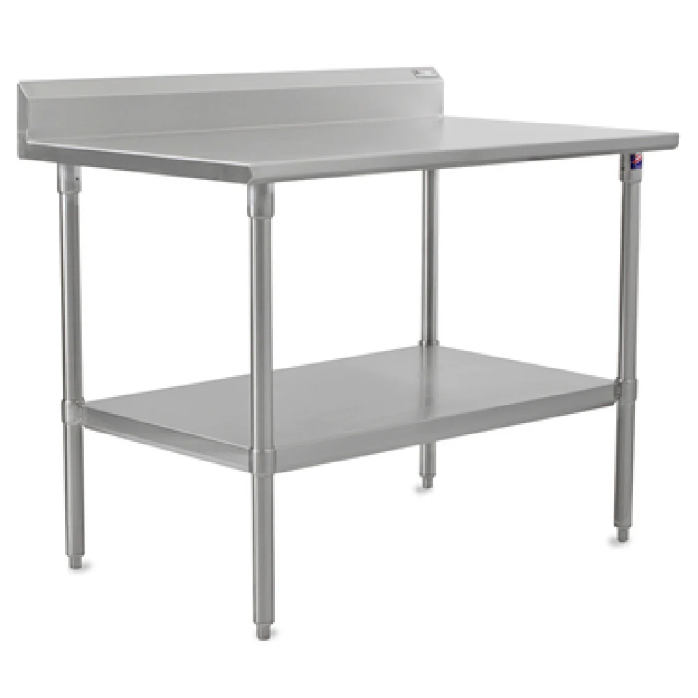 John Boos ST6R5-36132SSK 132 Inch Work Table 16 Gauge Stainless Steel Top with 5 Inch Backsplash