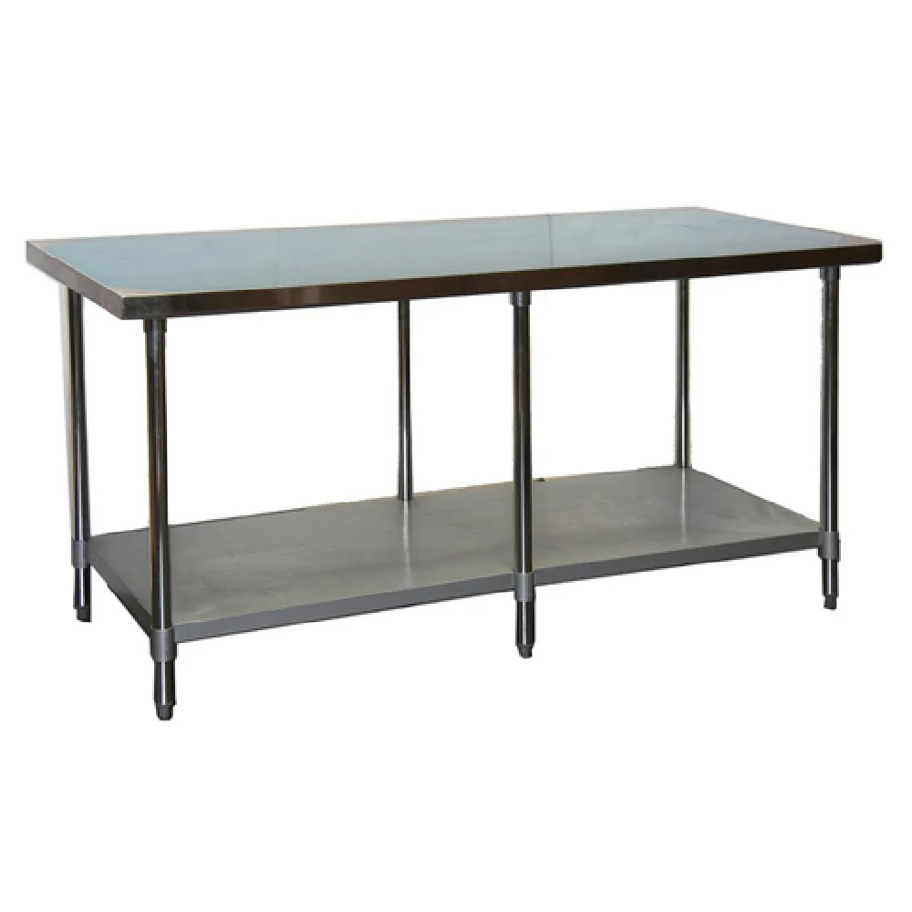GSW USA WT-EP3096 96 Inch Economy Work Table with Stainless Steel Top and Undershelf