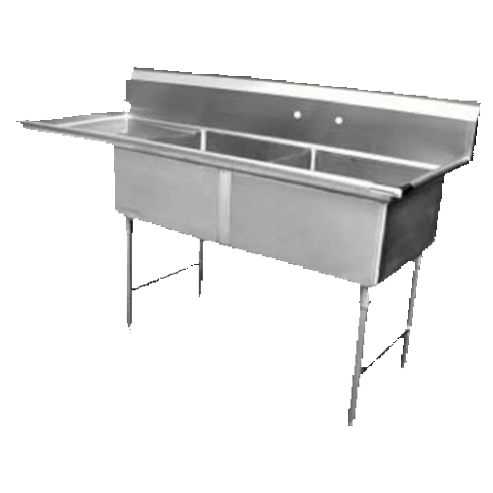 GSW USA SE18182L 57-1/4 Inch Two Compartment Sink with Left Drainboard Stainless Steel