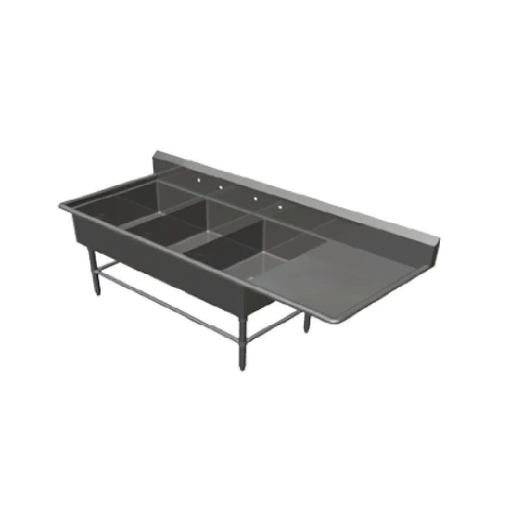 John Boos 3PB2028-1D20R 84 Inch Pro-Bowl Sink Stainless Steel with Drainboard