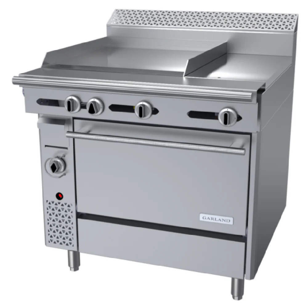 Garland C36-3R 36 Inch Heavy Duty Gas Range with 24 Inch Griddle Left 125000 BTU