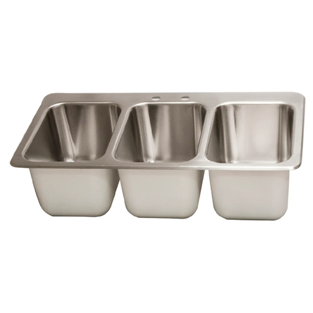 BK Resources DDI3-10141024 35-3/4 Inch Drop-In Sink Three Compartment Stainless Steel with Basket Drains BK Resources DDI3-10141024 35-3/4 Inch Drop-In Sink Three Compartment Stainless Steel with Basket Drains