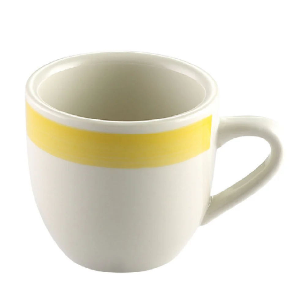 CAC China R-35-Y 3-1/2 Oz Rainbow A.D Cup Round Ceramic Dishwasher Safe