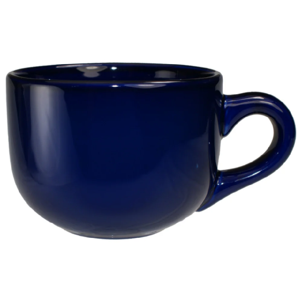 International Tableware 822-04 14 Oz Round With Handle Latte Cup Ceramic Cobalt Blue