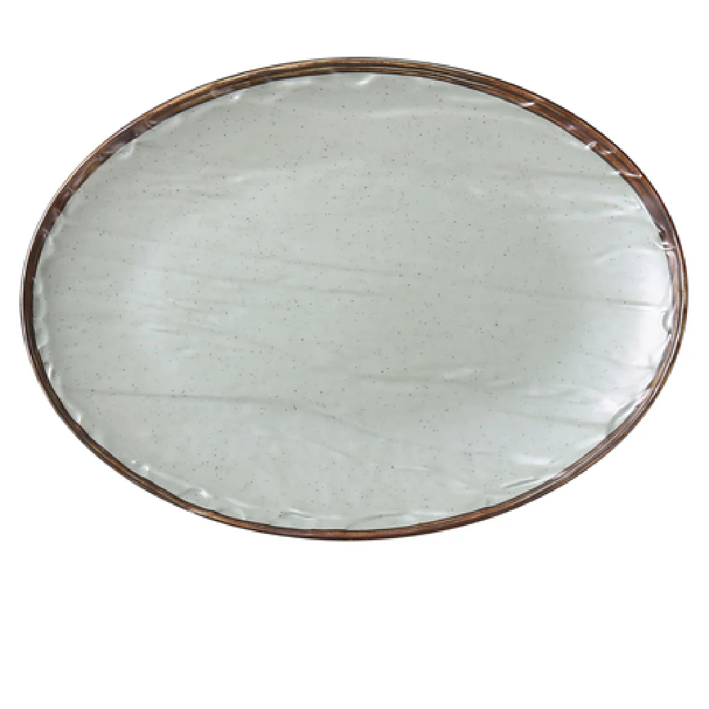 Yanco YO-2011 11 Inch Oval Plate Dishwasher Safe Melamine Matte Green