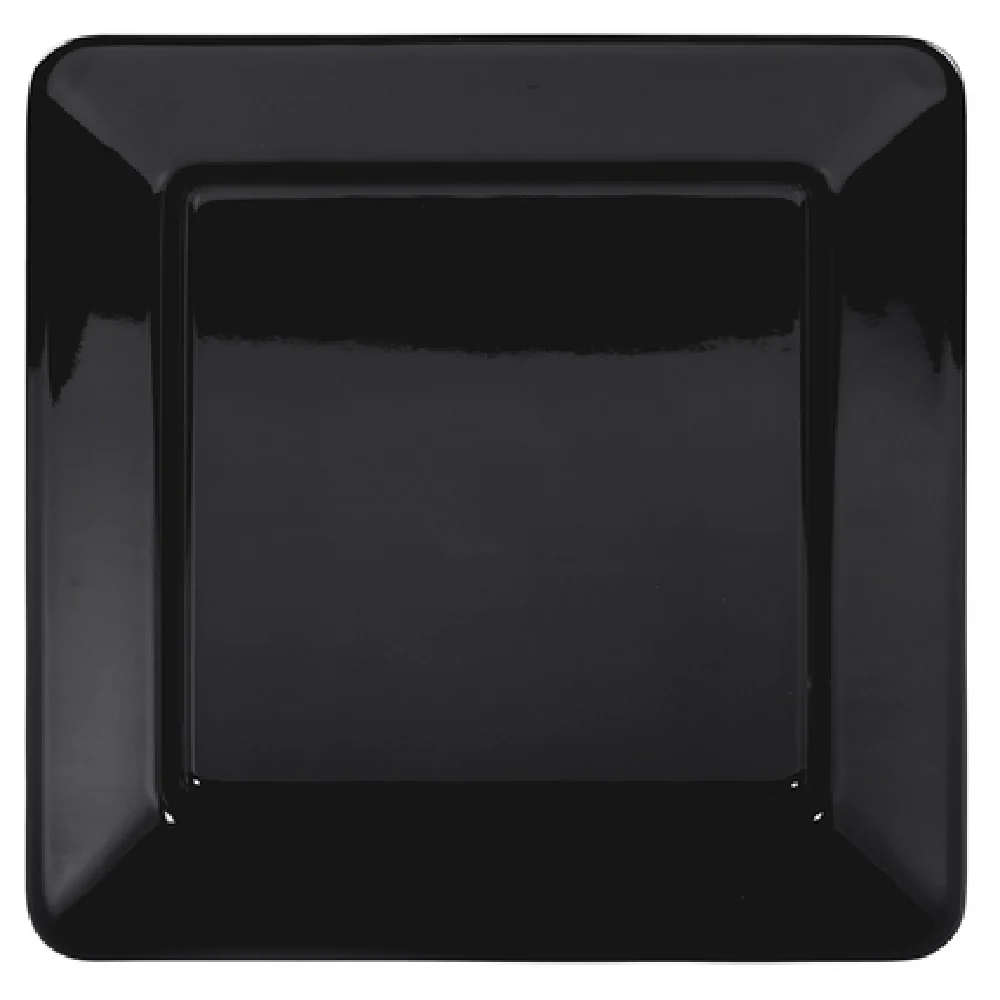 GET Enterprises B12-B 12 Inch Square Plate with Wide Rim Black Melamine
