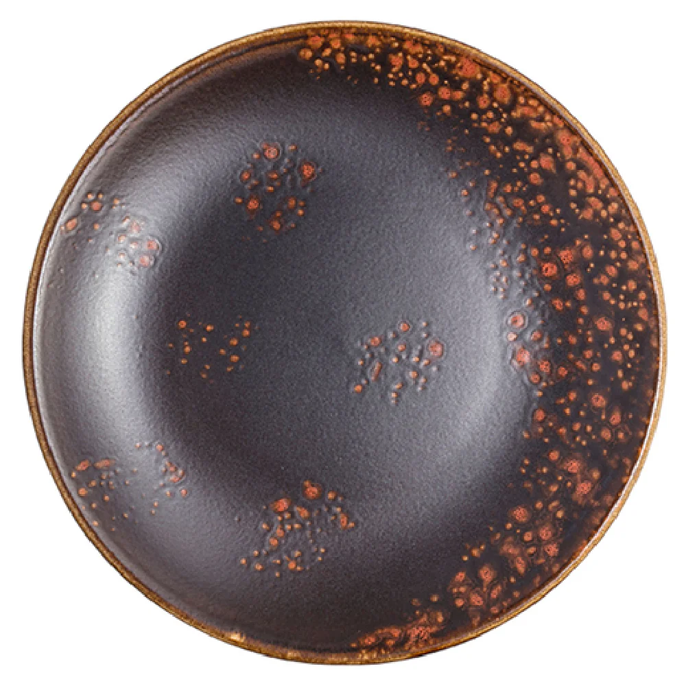 Vertex China LMC-C22 8 Inch Round Coupe Plate Hand Painted Porcelain Matte Black Terra Cotta Vertex China LMC-C22 8 Inch Round Coupe Plate Hand Painted Porcelain Matte Black Terra Cotta