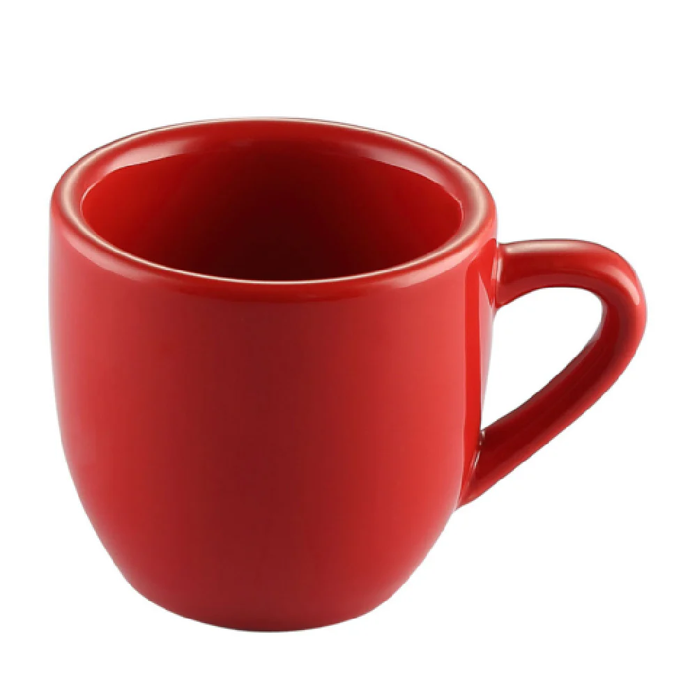 CAC China LV-35-R 3-1/2 Oz. Las Vegas After Dinner Cup with Handle Ceramic Red