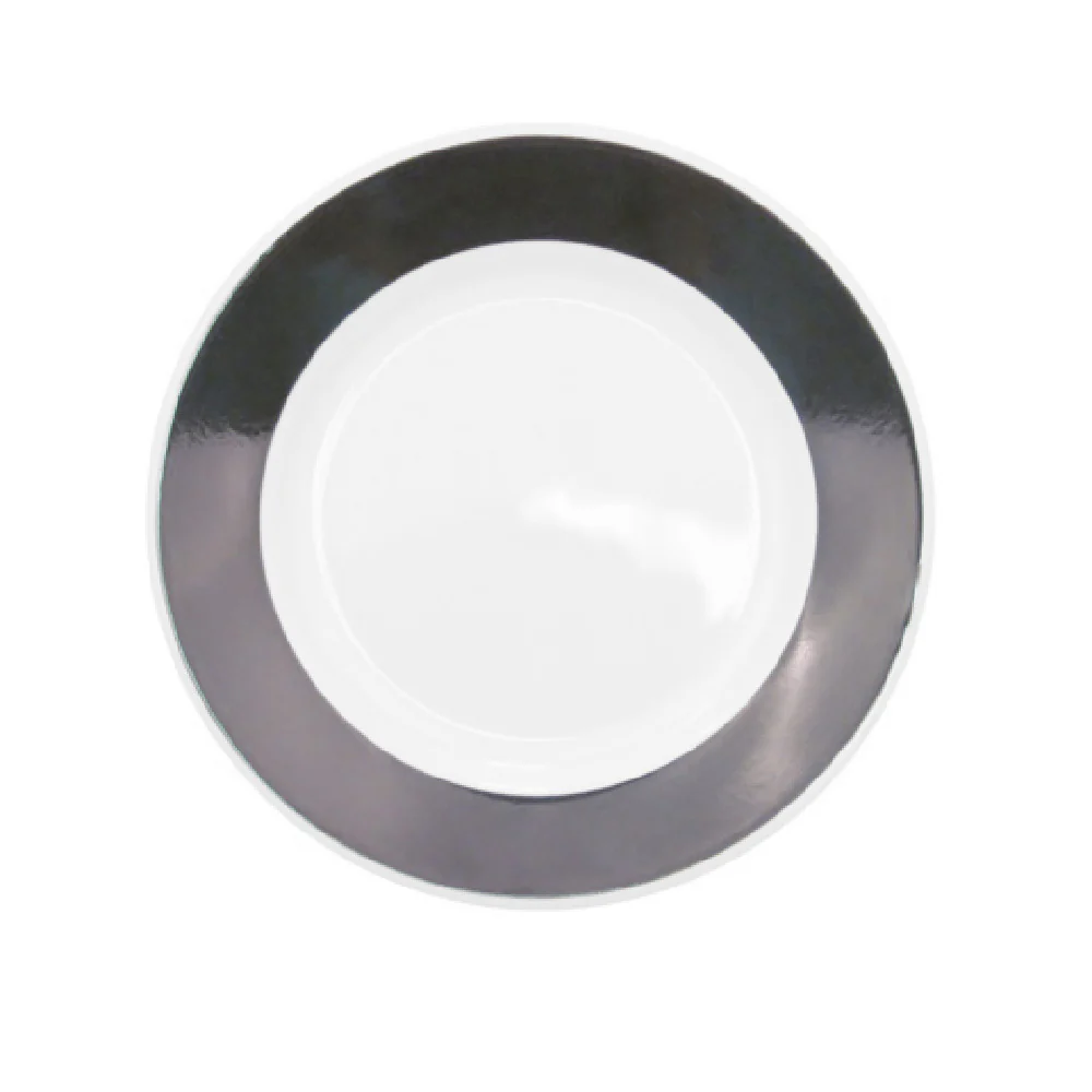 CAC China R-7-BLK 7-1/4 Inch Rainbow Plate Rolled Edge Ceramic Pack of 3 Dozen