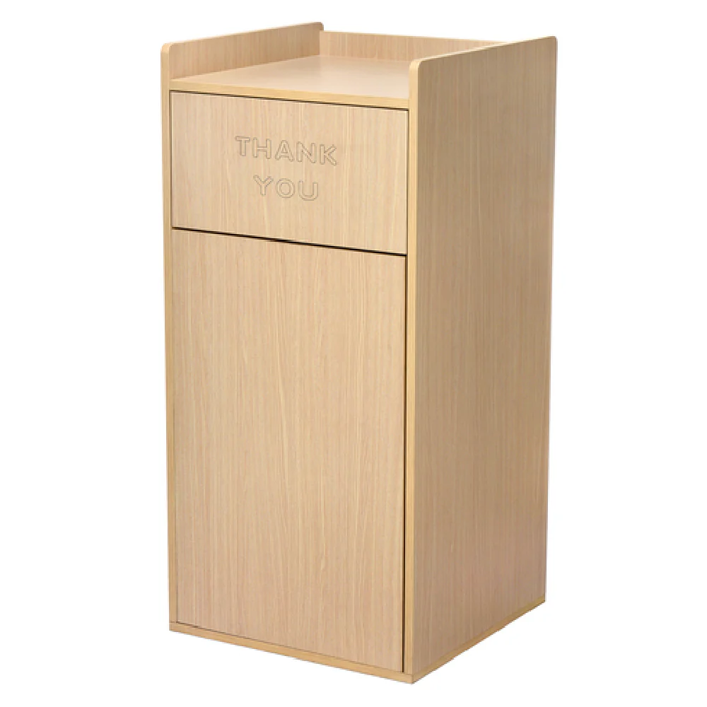 Alpine Industries ALP476-MEO 22 Inch Drop Hole Trash Receptacle Wood Veneer Medium Oak
