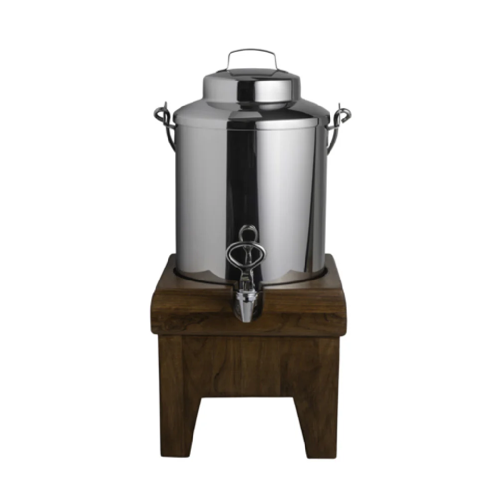 Steelite DW055MLWDT 5-1/2 Qt Milk Dispenser With Ice Sleeve Fusion Base Teak Steelite DW055MLWDT 5-1/2 Qt Milk Dispenser With Ice Sleeve Fusion Base Teak