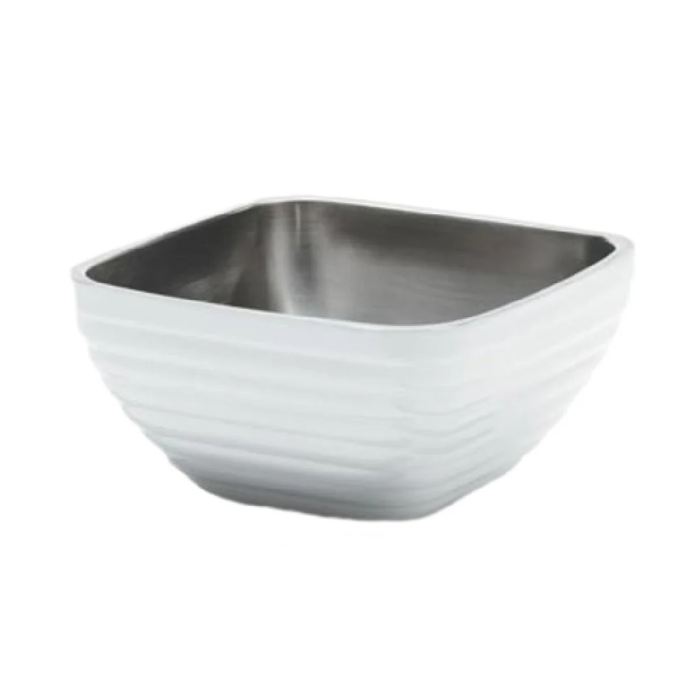 Vollrath 4763750 8 Quarts Square Serving Bowl Insulated Double Wall Stainless Steel Classic Pearl White Finish