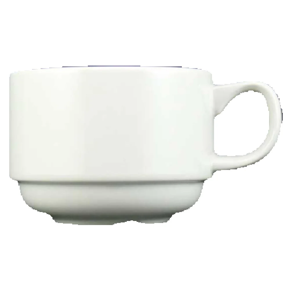 Vertex China LD-1S 7 Oz Cup Porcelain Stackable with Handle Bone White
