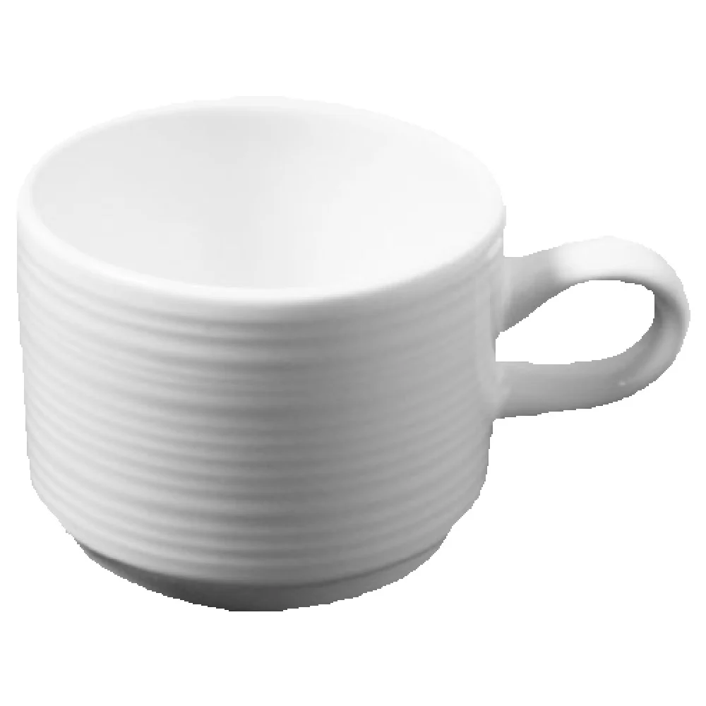 Vertex China RH-35 3-1/2 Oz A.D. Cup with Handle Super White Embossed