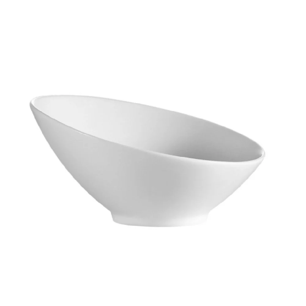 CAC China SHER-B5 8 Oz Salad Bowl Slanted Round Dishwasher Safe Porcelain Bone White