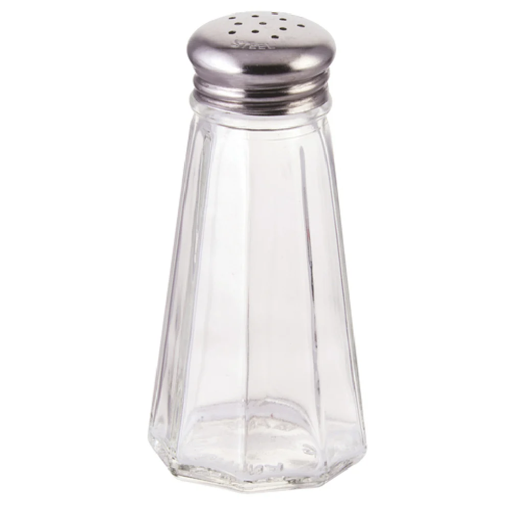 Winco G-117 3 Oz Glass Shaker Paneled with Stainless Steel Top