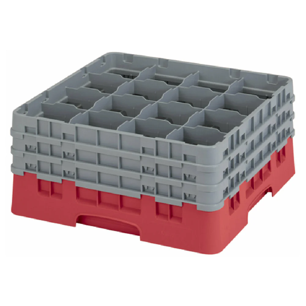 Cambro 16S738163 19-3/4 Inch Full Size Glass Rack with 3 Soft Gray Extenders