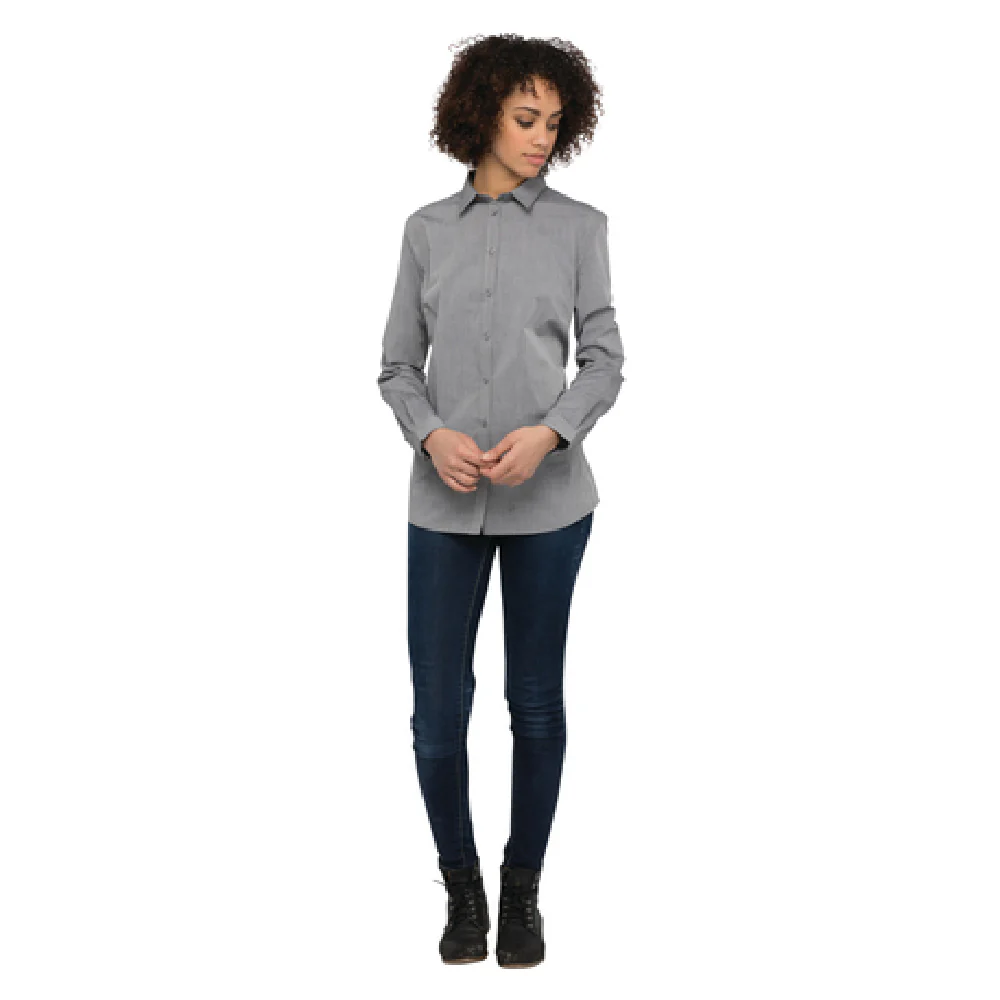 Chef Works SHC06WGRY2XL Women's Cook's Shirt Roll-up Long Sleeves Gray Poly/cotton
