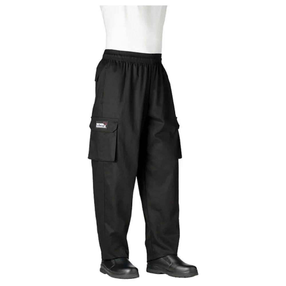 JB Prince A176 XL Chefwear Cargo Pants 6 Pockets Cotton Black