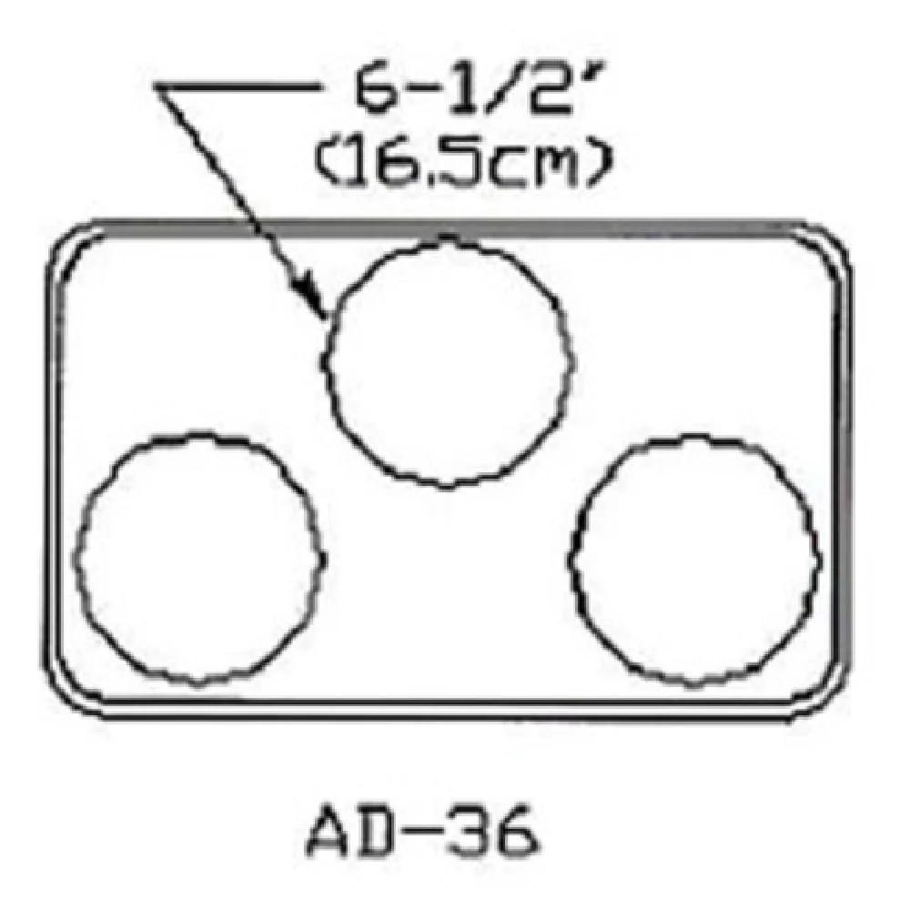 Atlas Metal AD-36 21 Inch Adapter Plate With 3 Round Inset Holes Beaded Edge Atlas Metal AD-36 21 Inch Adapter Plate With 3 Round Inset Holes Beaded Edge