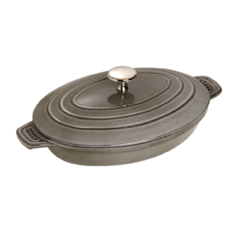 Zwilling 1332318 1 Qt Oval Hot Plate with Lid Enameled Cast Iron Graphite Grey