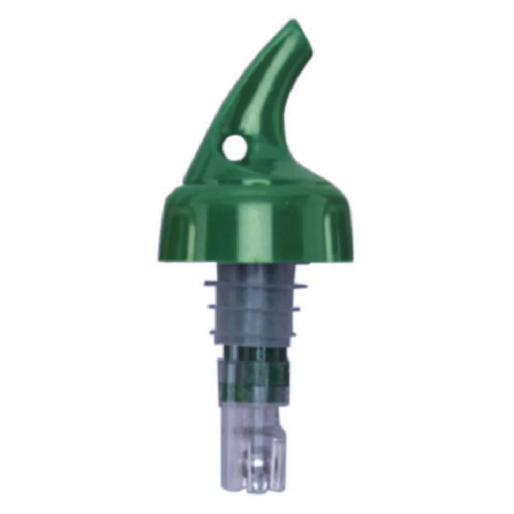 Spill-Stop 384-24 1 Oz Green Liquor Pourer Plastic with Green Collar Made in USA