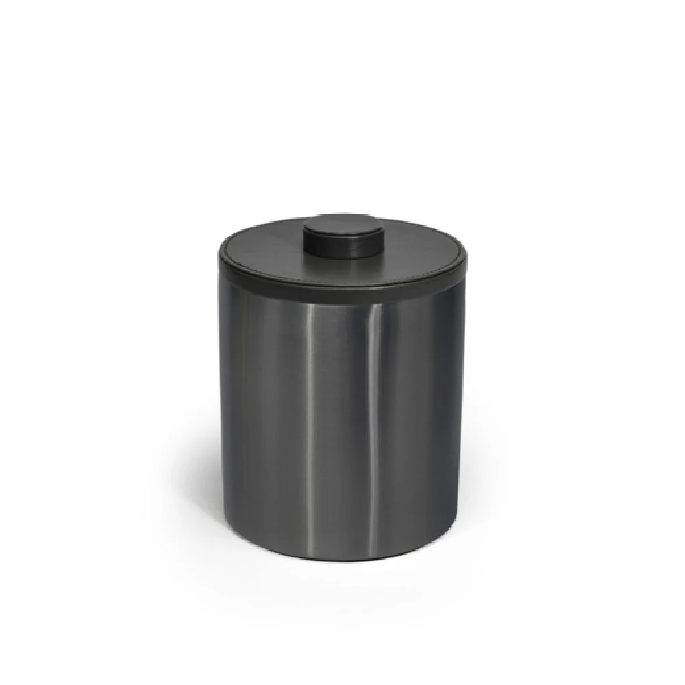 FOH RIB065BKS21 2qt Round Stainless Ice Bucket Matte Black With London Black Lid FOH RIB065BKS21 2qt Round Stainless Ice Bucket Matte Black With London Black Lid