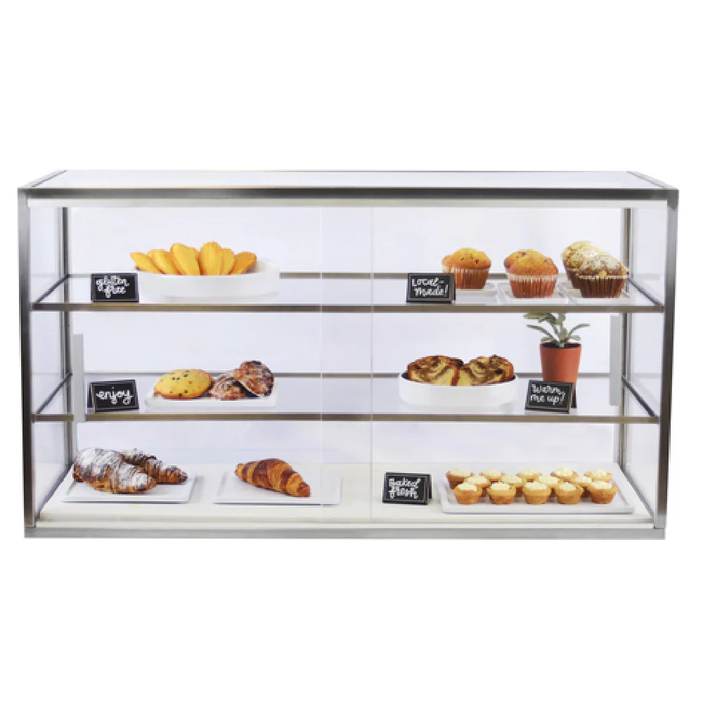Cal Mil 22323-55 42 Inch 3-tier Acrylic Pastry Display Case with Stainless Steel Base Cal Mil 22323-55 42 Inch 3-tier Acrylic Pastry Display Case with Stainless Steel Base