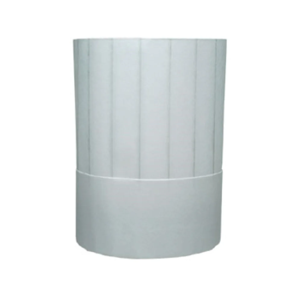 John Ritzenthaler Company H048 7 Inch Chef Revival Disposable Chef's Hat White with Pinstripes 50 Packs