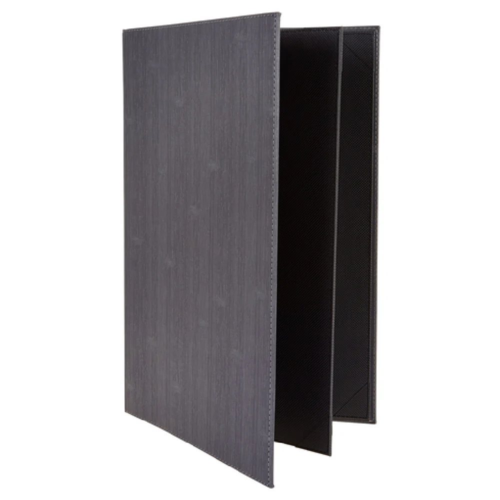 Winco LMF-814GY 14 Inch Menu Cover Four Views Leather-Like Gray