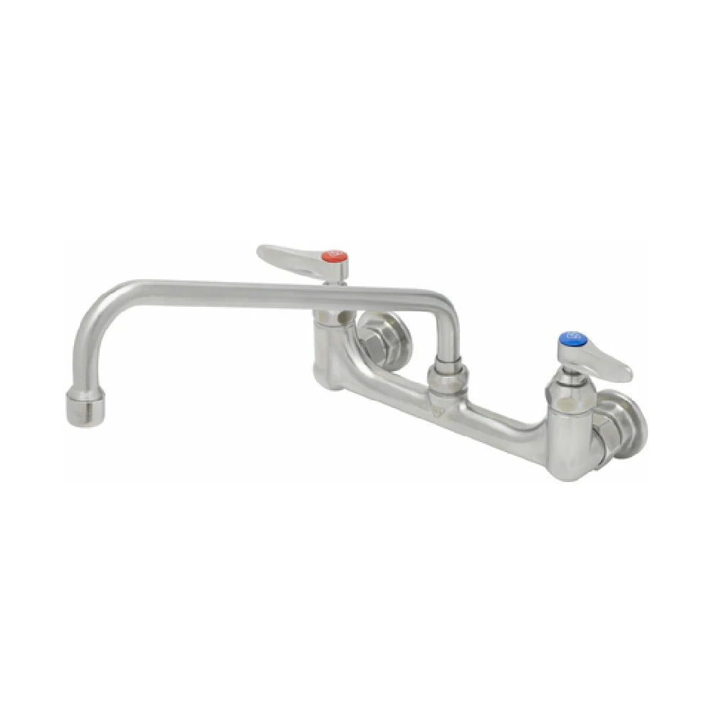 T&S Brass S-0231 12 Inch Wall Mount Mixing Faucet with Swing Nozzle Stainless Steel