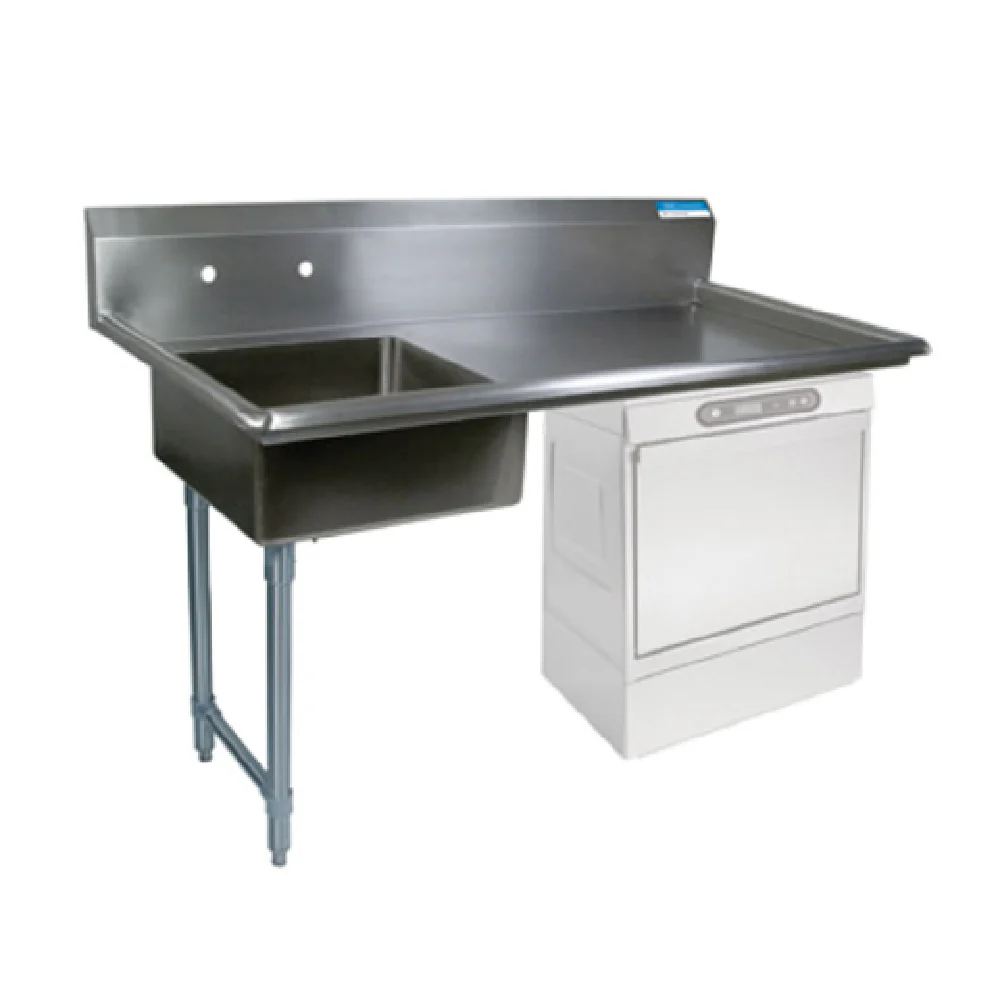 BK Resources BKUCDT-50-L-P-G 50 Inch Soiled Dishtable Stainless Steel with Pre-Rinse Sink