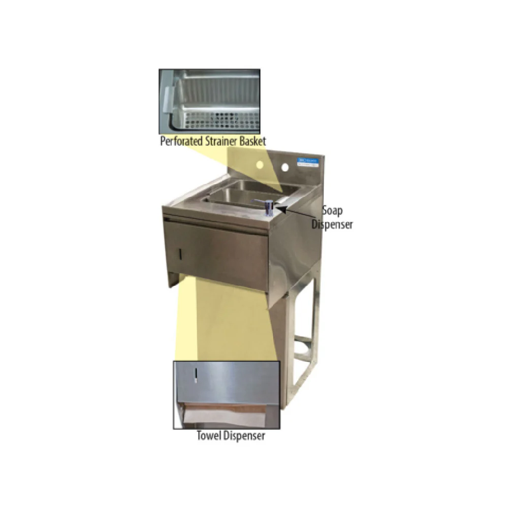 BK Resources UBB-18-1012HST-15 15-1/2 Inch Slimline Underbar Sink Stainless Steel with Backsplash and Accessories BK Resources UBB-18-1012HST-15 15-1/2 Inch Slimline Underbar Sink Stainless Steel with Backsplash and Accessories