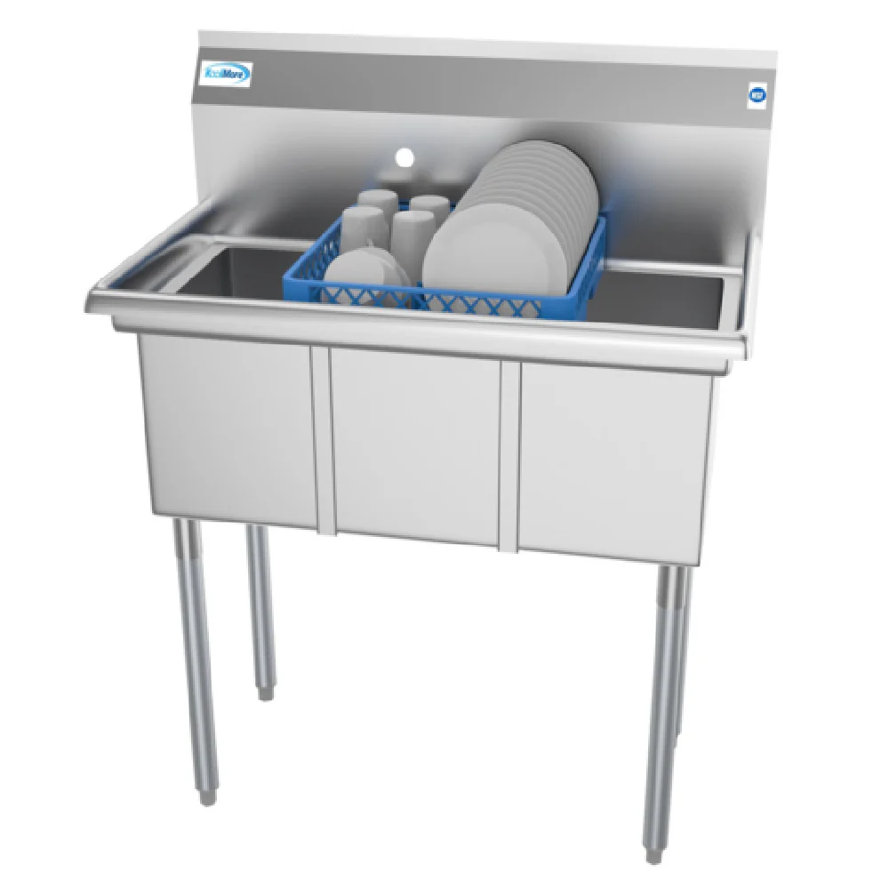 Koolmore SC101410-N3 45 Inch Sink with 3 Compartment 18 Gauge Stainless Steel Koolmore SC101410-N3 45 Inch Sink with 3 Compartment 18 Gauge Stainless Steel