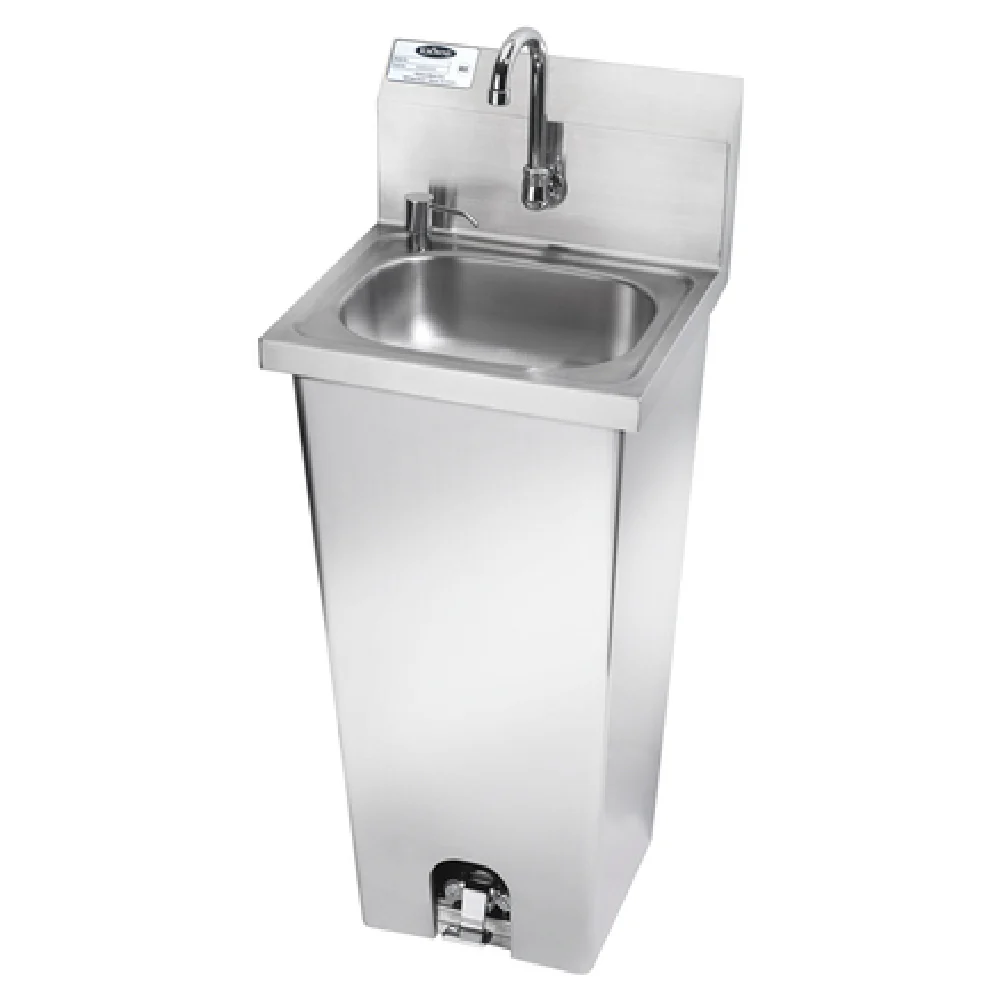 Krowne HS-14 15-3/4 Inch Stainless Steel Hand Sink Pedestal Mount with Soap Dispenser Krowne HS-14 15-3/4 Inch Stainless Steel Hand Sink Pedestal Mount with Soap Dispenser