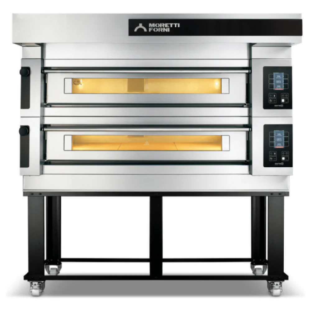 Moretti Forni S120E2 48 Inch Electric Pizza Oven Dual Deck Stainless Steel with Doors Moretti Forni S120E2 48 Inch Electric Pizza Oven Dual Deck Stainless Steel with Doors