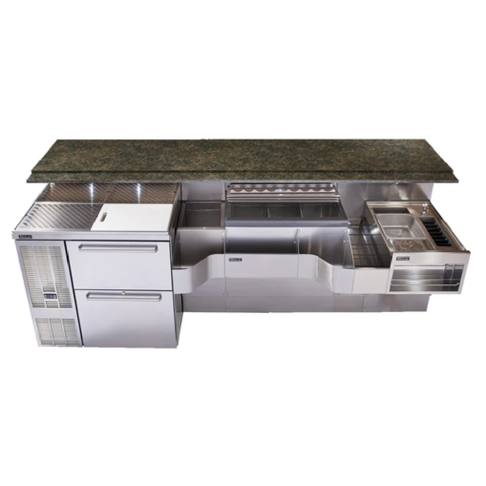 Perlick PTE68-C-WF 68 Inch Tobin Ellis Signature Cocktail Station Sink Combo with Utility Sink