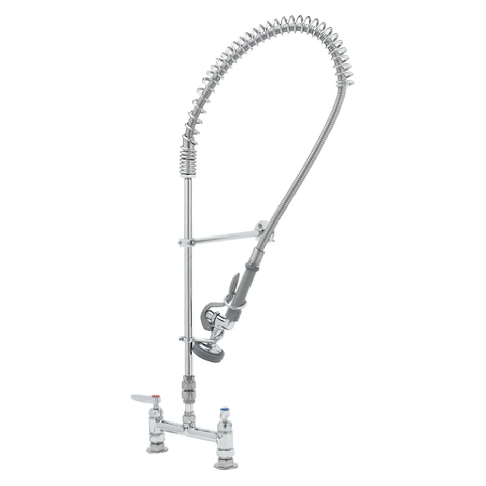T&S Brass B-2277-01-CR Pre-Rinse Faucet Assembly 8 Inch Center with Add On Faucet