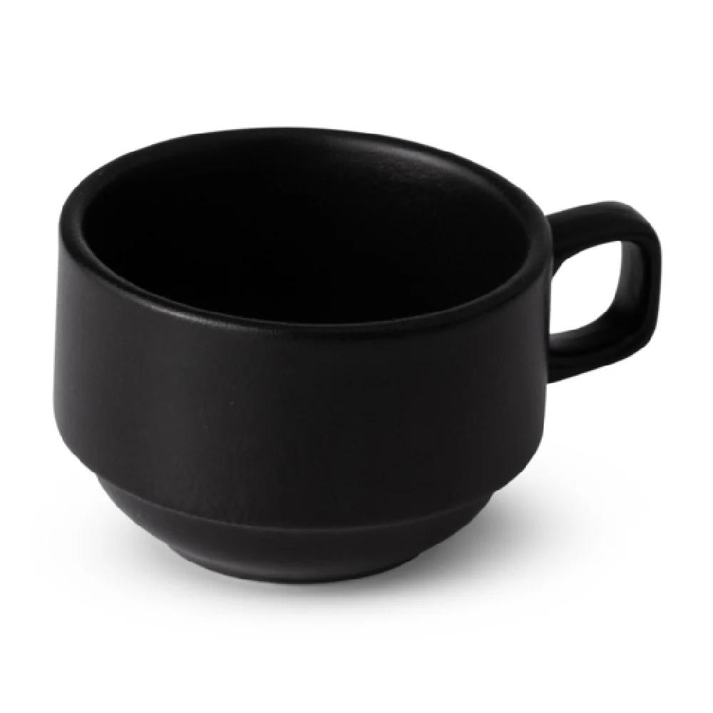 Bon Chef 2700053P 7 Oz Round Coffee Cup Matte Black Fully Vitrified China