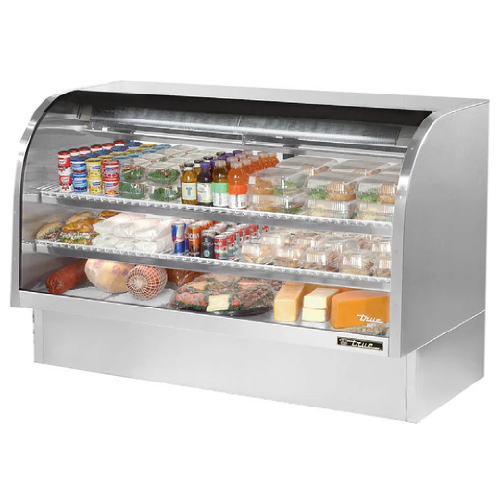 True Refrigeration TCGG-72-S-HC-LD 72-1/4 Inch Curved Glass Deli Case with Stainless Steel