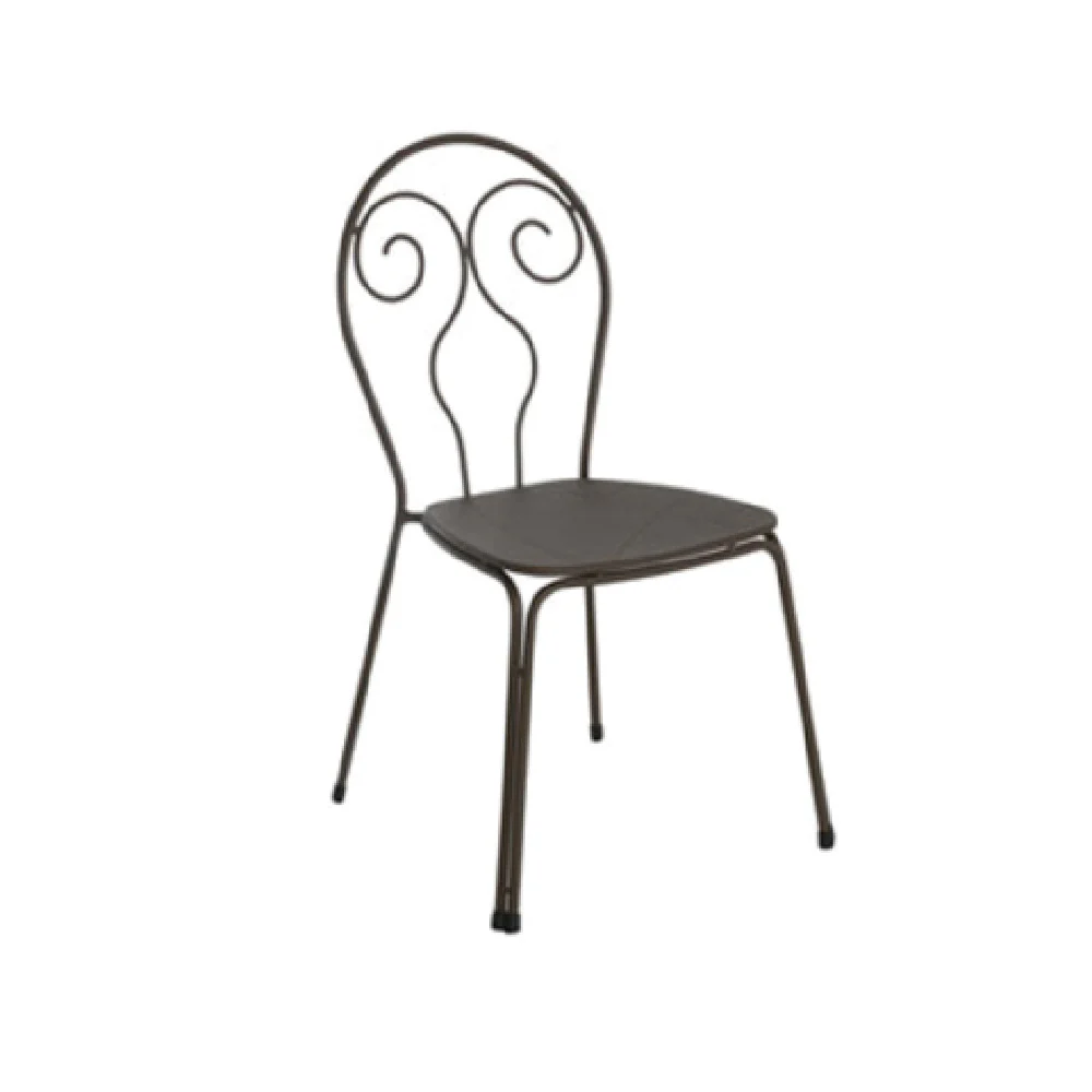emuamericas llc 930 21 Inch Stacking Side Chair Outdoor Wrought Iron - PVC Caps